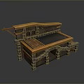 Rustic Dining Table With Stone Masonry Base Wooden Top And Decorative Overhang