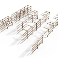 Stone Wood Fence Structure With Crossed Wooden Bars For Outdoor Garden Decoration