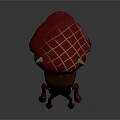 Dark Red Squid 3D Model With Long Tentacles And Realistic Details