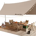 NatureLife Outdoor Table With Canopy String Lights And Chairs For Patio Leisure
