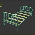 Kids Play Equipment Metal Frame Bed With Guardrails And Striped Slats