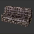 Stylish Two Seater Sofa With Plaid Pattern Fabric And Comfortable Cushions