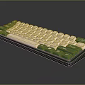 Green And White Retro Style Computer Keyboard With Sleek Layout And Ergonomic Design 3d model