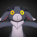 Gray and White Stuffed Toy with Yellow Eyes Long Ears Open Arms and Stitched Design