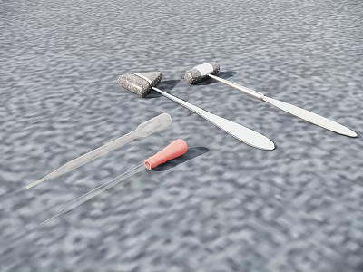 Medical Surgical Instruments Including Hammers And Spatulas On Surface 3d model