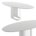 Elegant Modern Oval Dining Table With Glass Top And Metallic Frame Structure Design 3d model
