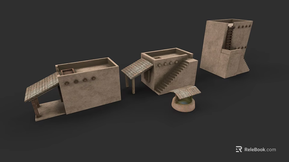 Concrete Residential Building Models With Staircases Platforms And Unique Designs 3d model 