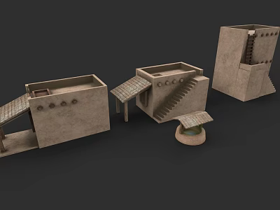 Concrete Residential Building Models With Staircases Platforms And Unique Designs 3d model