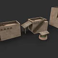 Concrete Residential Building Models With Staircases Platforms And Unique Designs