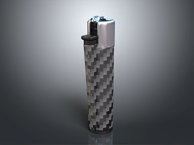 Carbon Fiber Lighter With Silver Top And Textured Surface Design 3d model