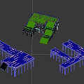 3D Models of Wooden Archway Pavilions with Three Different Structures Roofs and Steps