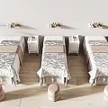 Serene Beauty Treatment Room With Three Massage Beds And Wooden Floor Plants