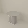 Modern Round Coffee Table With Geometric Column Base In Silver Metal 3d model