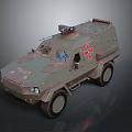 Tactical Armored Military Vehicle With Green Exterior Four Wheel Drive And Roof Mounted Weapon