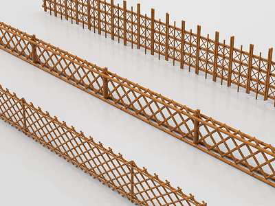 Wooden Railings with Intricate Crisscross Lattice Design for Outdoor Garden Use 3d model