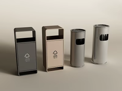 Sleek Modern Trash Bins With Different Designs And Metallic Colors For Home Use 3d model