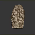 Stone Wood Sculpture With Intricate Carved Wave Patterns In Natural Brown Tone