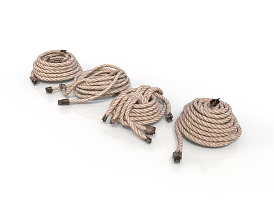 Household Supplies Coiled Natural Cotton Braided Ropes With Metal Ends For Daily Use 3d model