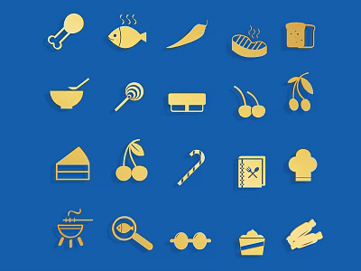 Colorful Food Icon Themed Wall Decor For Kitchen Culinary Space 3d model