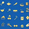 Colorful Food Icon Themed Wall Decor For Kitchen Culinary Space