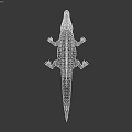 Fantasy Green Blue Scaled Crocodile Creature With Dorsal Spiked Fins Open Mouth Sharp Teeth