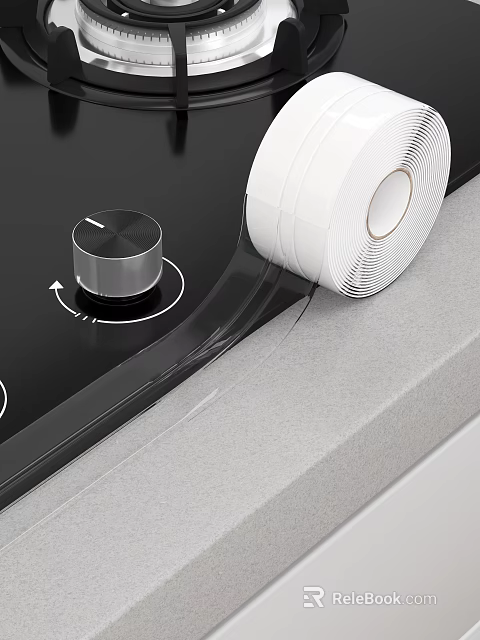 Silver Knob And White Tape Roll On Black Panel With Gray Edge And Arrow Indicator 3d model 