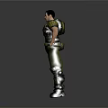 3D Male Warrior Character In Armor Standing With Open Arms On Gray Background