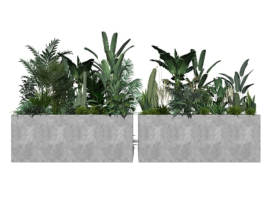 Modern shrub landscape plant flower bed flower pond flowers shrub 3d model