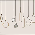 Stylish Modern Pendant Lights Showcasing Various Designs Hanging On Light Wall 3d model