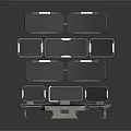 Modern Stacked Black Panel Structure With Multiple Screens And Transparent Base Design 3d model
