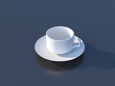 Stylish White Dinnerware Set with Cup and Saucer for Modern Dining Table 3d model