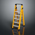 Yellow Folding Step Ladder With Black Handrail Four Steps And Non Slip Feet