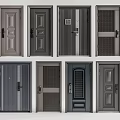 Diverse Modern Hinged Doors With Panel Designs Grid Patterns And Decorative Details 3d model