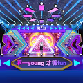 Vibrant Stage Setup With Colorful Lights And Decorations