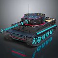 Futuristic Tank Model With Blue Glowing Tracks And Reflective Surface Design 3d model