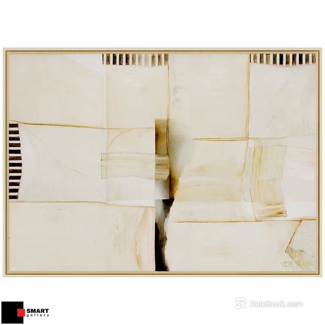 Decorative Picture Frame With Abstract Geometric Patterns Cream And Light Brown Tones 3d model 
