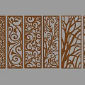 Multiple Decorative Screens with Intricate Carved Swirls and Tree Branch Patterns