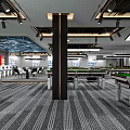 Modern Billiard Room Interior With Green Felt Tables Hanging Lights And Seating