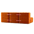 Orange Velvet Modular Sectional Sofa with Pink Straps for Living Room Seating