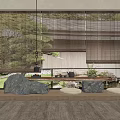 Serene Japanese Tea Room With Bamboo Blinds Decorative Rock Bonsai And Floor Cushions
