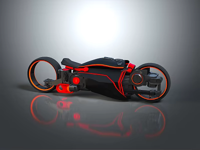 Futuristic Space Inspired Motorcycle With Black Body Red Lines And Streamlined Design 3d model