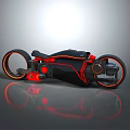 Futuristic Space Inspired Motorcycle With Black Body Red Lines And Streamlined Design