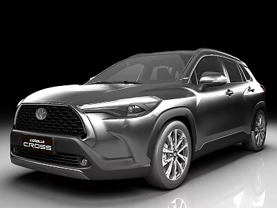 Toyota Corolla Cross Gray SUV With Modern Front Grille And Alloy Wheels 3d model