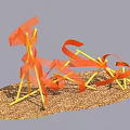 Photo Check In Spot Featuring Orange Spiral Decorations Yellow Supports And Wood Chip Ground