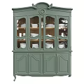 Elegant Blue China Cabinet With Glass Doors Holding Plates Cups And Color Options