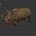 Lifelike Rhinoceros Figure With Rough Skin Two Horns And Reflection On Surface