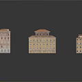 Vintage Multi Story Building Models Featuring Colorful Facades And Red Roofs