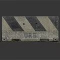 Concrete Road Barrier With Black And Beige Stripes UR3 Marking On Base