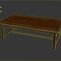Natural Wooden Coffee Table With Rectangular Top And Sturdy Legs Design 3d model