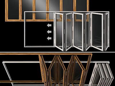Modern Swing Doors With Glass Panels And Wooden Frames For Home Interior Design 3d model